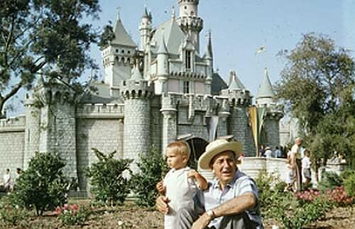 Christopher Disney Miller and Walt in front of Sleeping Beauty Castle. Copyright Disney Enterprises, Inc. All rights reserved