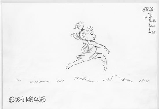 Glen Keane original drawing of Mia,the little girl from his newest project Duet