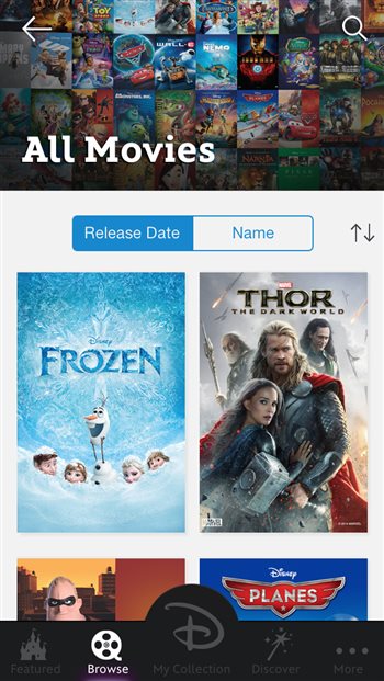 Disney Movies Anywhere Browse All on iPhone