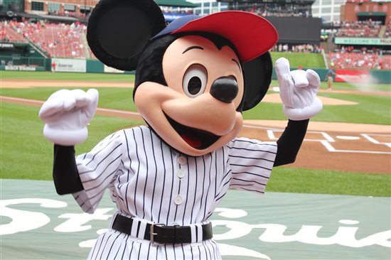 Mickey Mouse Himself Kicks Off Disney's TeamMickey All-Star Baseball Tour  at the St. Louis Cardinals vs Atlanta Braves Game. - Jim Hill Media