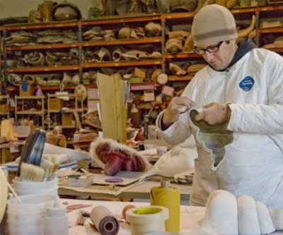 Chad Imes preps props at Garner Holt for Disney's The Little Mermaid