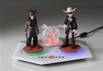 The Lone Ranger and Tonto game pieces on the Disney Infinity game pad