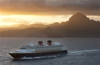 Disney Cruise Line ship off the coast of Hawaii