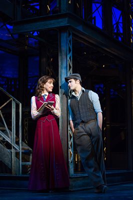 Liana Hunt and Corey Cott as and Jack get to know each other in Newsies The Musical