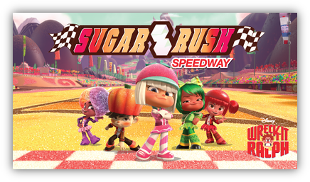 Sugar Rush Speedway game logo with Disney Wreck-it Raph logo
