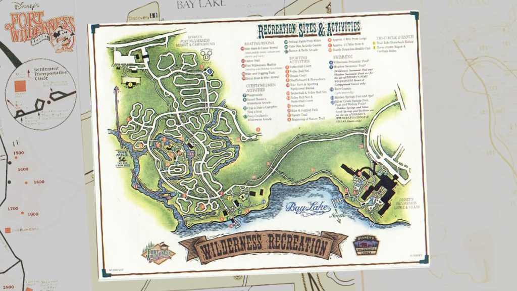 Fort Wilderness Campground Walt Disney World Vintage Map