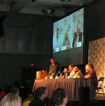 Don Hahn (at podium) presides over the "Roger Rabbit" 25th  anniversary panel at last years's Comic-Con. Photo by Jim Hill