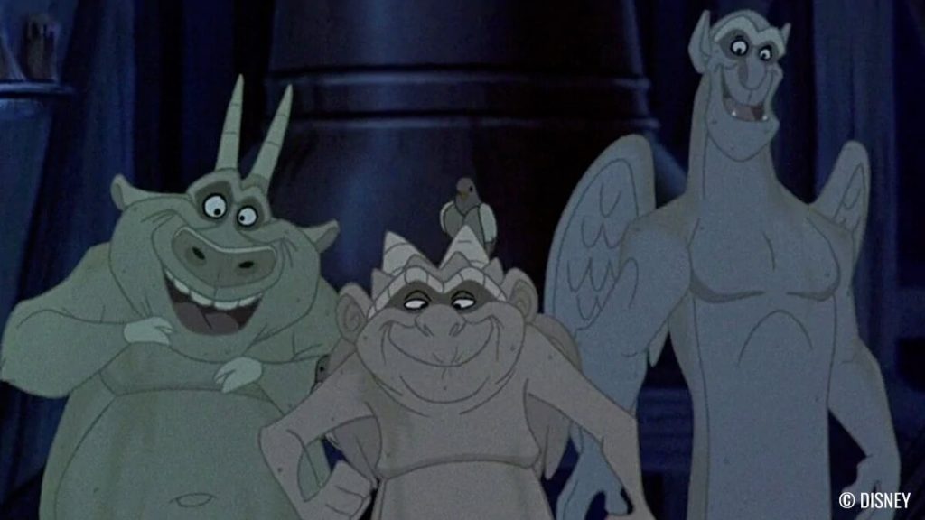 Hugo, Laverne, and Victor Gargoyles